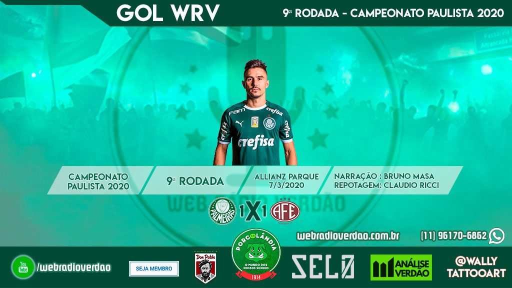 Gol Palmeiras 1x0 Ferroviaria - Campeonato Paulista 2020 - 9 rodada - Allianz Parque