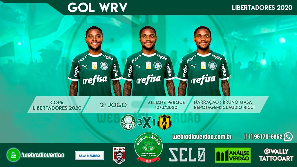 Hat Trick de Luiz Adriano - Palmeiras 3 x 1 Guarani - PR - Libertadores - 2020 - Allianz Parque