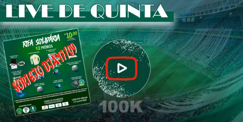 LIVE DE QUINTA - PALMEIRAS VENCE NA ALTITUDE SORTEIO DA RIFA SOLIDÁRIA