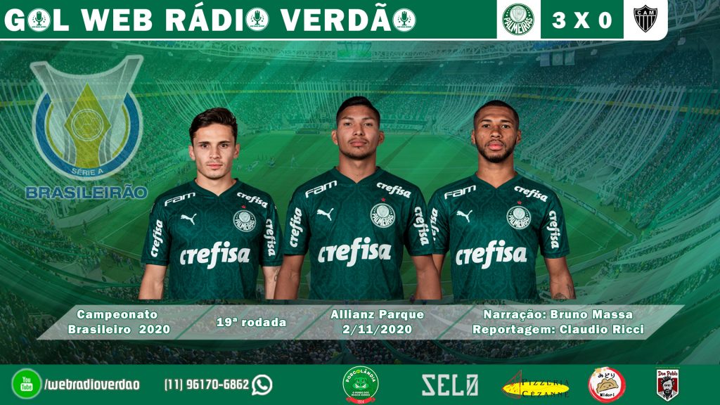 Gols de Raphael Veiga, Rony e Wesley - Palmeiras 3x0 Atlético MG