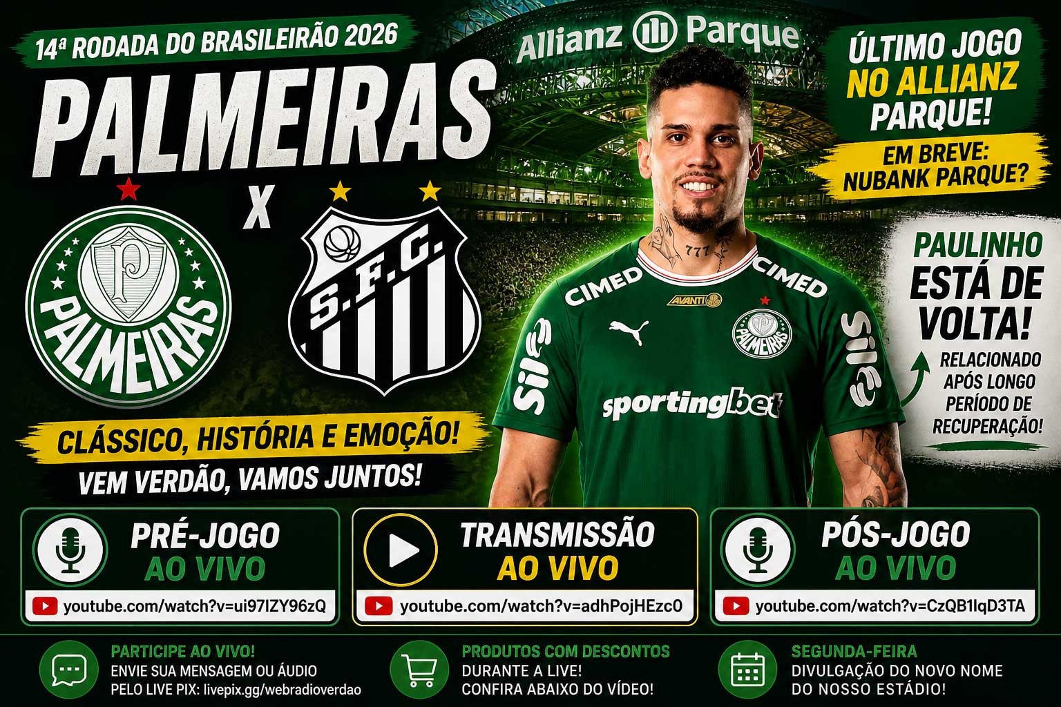 PALMEIRAS x SANTOS AO VIVO